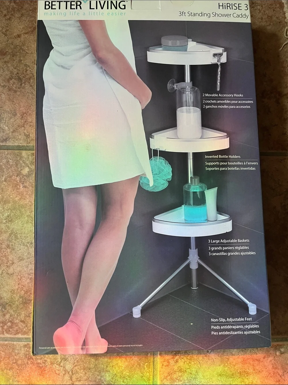 HiRISE 3 White 3ft Standing Shower Caddy